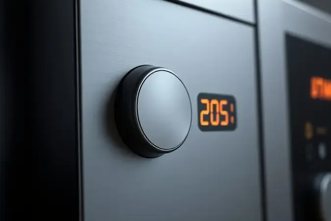 Painel digital de micro-ondas moderno com botão de ajuste do relógio destacado por iluminação suave e display numérico visível