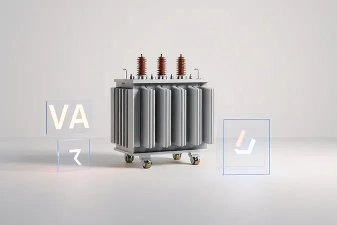 Renderização 3D conceitual ilustrando cálculo de potência VA para transformador de microondas