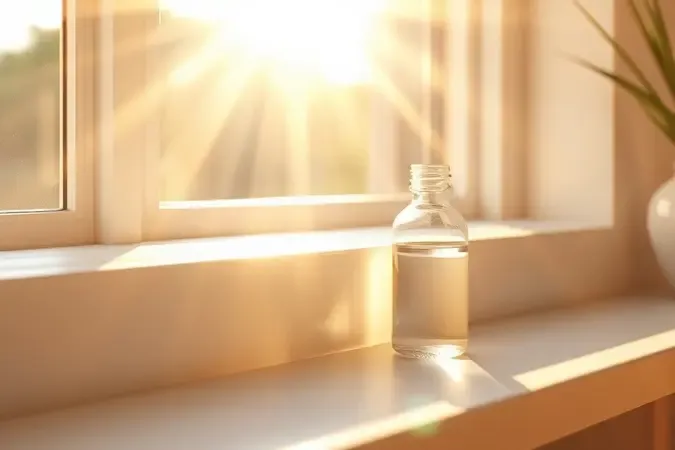 Técnica de clareamento de plástico amarelado com água oxigenada e exposição à luz solar natural.