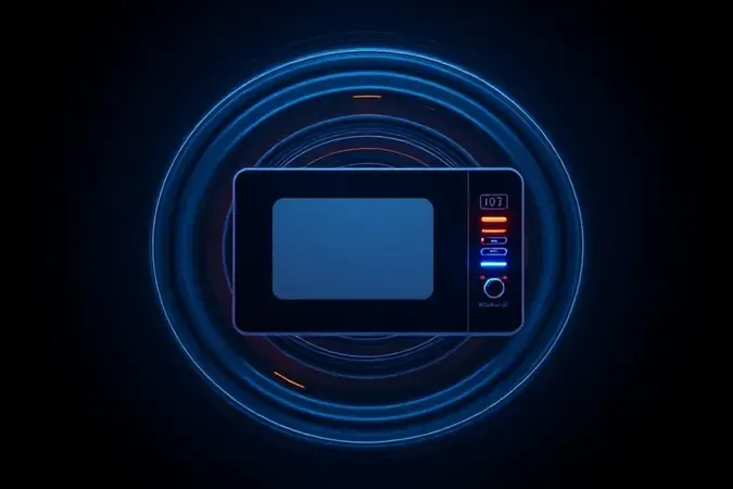 Visualização conceitual abstrata do funcionamento da tecnologia de micro-ondas
