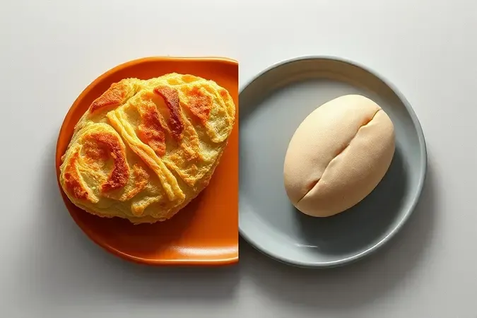 Comparação visual da textura crocante e aparência de alimentos preparados em air fryer versus micro-ondas em estilo 3D.