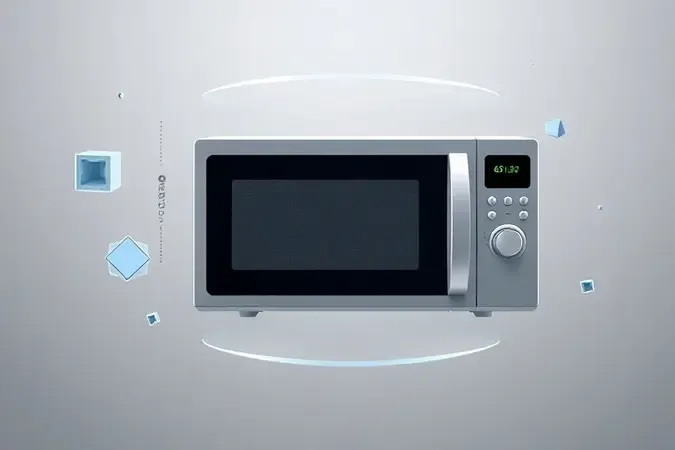 Visualização conceitual 3D dos diferenciais tecnológicos e inovação em design de micro-ondas moderno