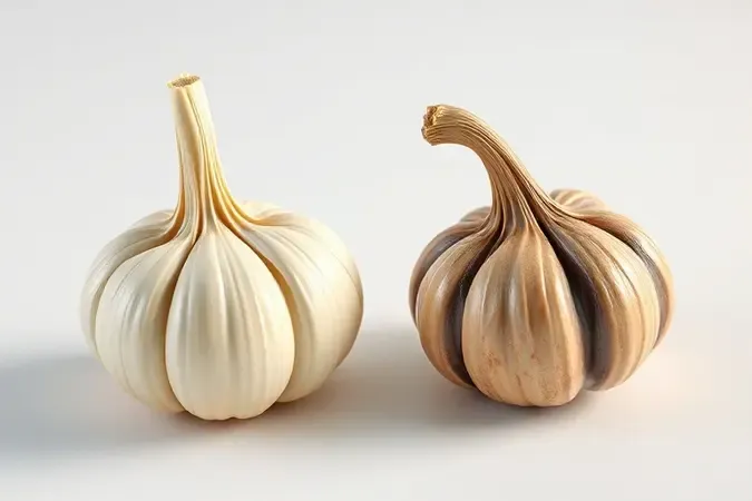 Comparação entre alho no ponto certo e alho superaquecido no micro-ondas