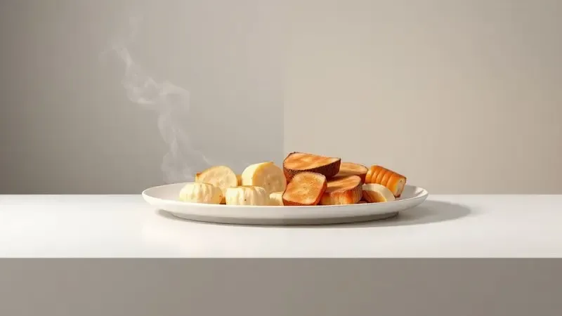Comparação conceitual entre alimento aquecido uniformemente e de forma irregular no micro-ondas
