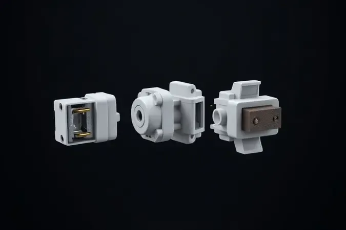 Vista explodida conceitual dos interruptores da porta de micro-ondas com uma microchave danificada em destaque.