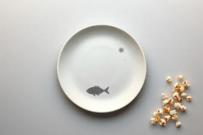 Representação conceitual de fontes de odores no micro-ondas: comida queimada, peixe e pipoca, em composição minimalista 3D.