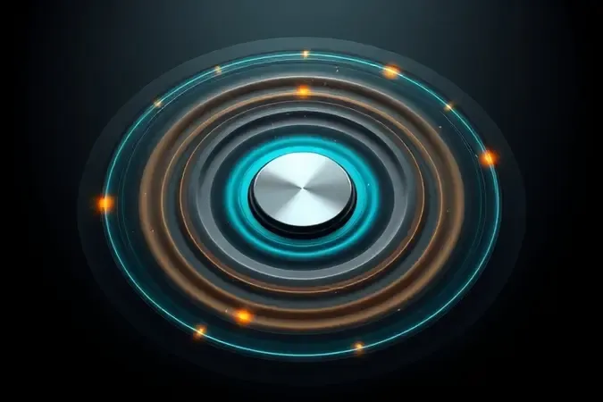 Renderização 3D conceitual de ondas eletromagnéticas emanando de núcleo metálico em visualização científica moderna.