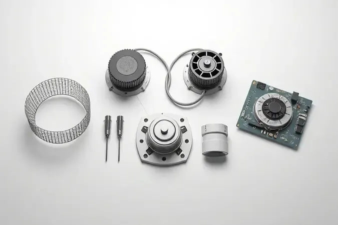 Peças de reposição de micro-ondas organizadas conceitualmente para demonstrar compatibilidade entre componentes.