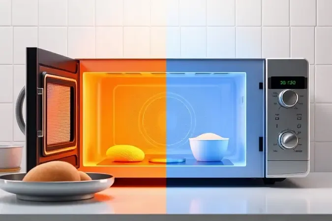 Representação conceitual de níveis de potência para micro-ondas 20 litros conforme diferentes preparações culinárias