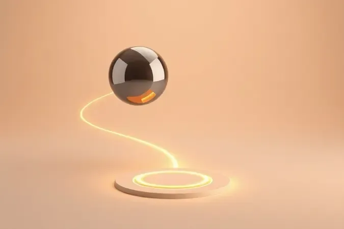 Esfera geométrica em movimento com trilha luminosa em direção a um anel de destino, simbolizando o uso do aonde com verbos de movimento.