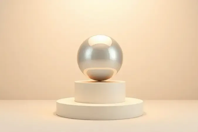 Esfera geométrica polida repousando imóvel sobre um pedestal minimalista, simbolizando o uso do onde para localização estática.