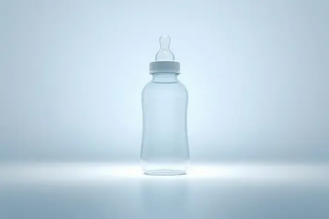 Conceito visual de proteção e saúde, com mamadeira limpa em ambiente estéril, destacando a importância da esterilização para o bebê.