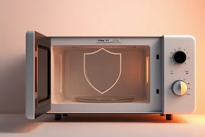 Micro-ondas com porta entreaberta representando segurança e cuidados essenciais ao pintar o eletrodoméstico.