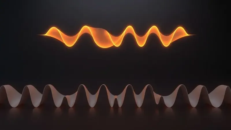 Ondas de energia contínuas e interrompidas representando tecnologia inverter em micro-ondas