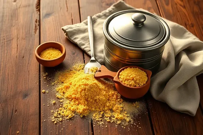Tradição do cuscuz de milho brasileiro com flocão, cuscuzeira artesanal e pano de prato em mesa rústica de madeira.