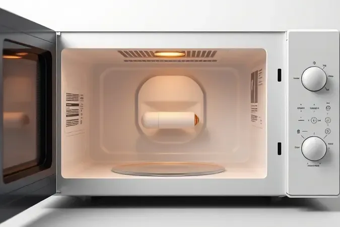 Painel interno de micro-ondas com compartimento do fusível sendo substituído com segurança